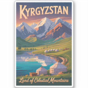 Illustration der Berge Kirgisistans Reisen Kunst V Aufkleber