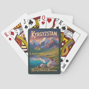 Illustration der Berge Kirgisistans Reisen Kunst V Spielkarten