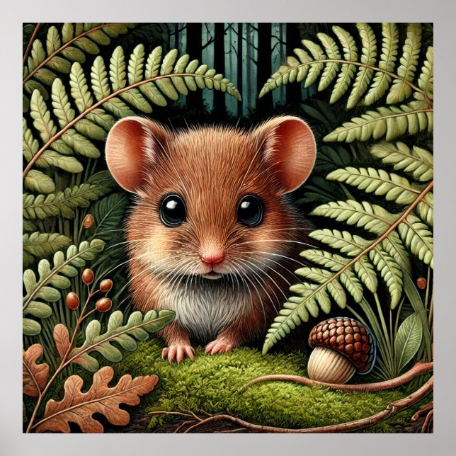 Illustration der bezaubernden Waldmäuse - Niedlich Poster (Vorne)