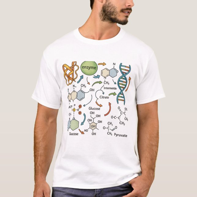 Illustration der Biochemie mit Molekularestruktur T-Shirt (Vorderseite)