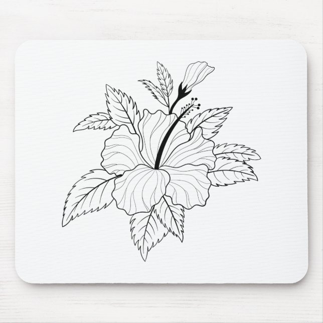 Illustration der Blume von Hibisken Mousepad (Vorne)