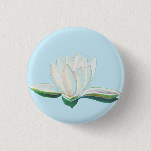 Illustration der Blume White Lotus Button (Vorderseite)