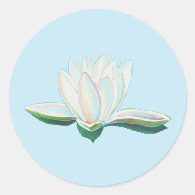 Illustration der Blume White Lotus Runder Aufkleber (Vorderseite)