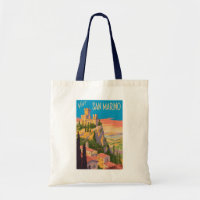 Illustration der Burg San Marino Reise Kunst Vinta