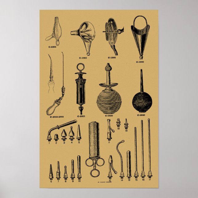 Illustration der chirurgischen Instrumente des ant Poster (Vorne)