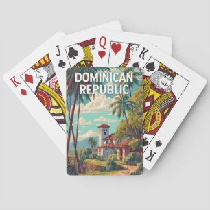 Illustration der Dominikanischen Republik Reise Ku Spielkarten