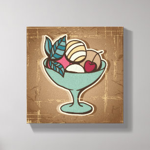 Illustration der Eiscreme in der Retro Art Leinwanddruck