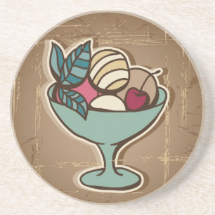 Illustration der Eiscreme in der Retro Art Sandstein Untersetzer