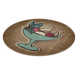 Illustration der Eiscreme in der Retro Art Schneidebrett