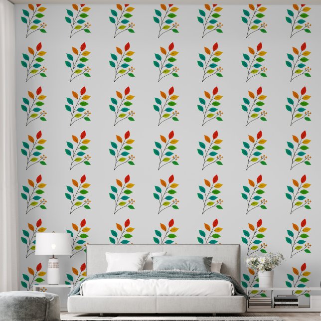 Illustration der farbenfrohen linken Zweigstelle Tapete (Schlafzimmer)