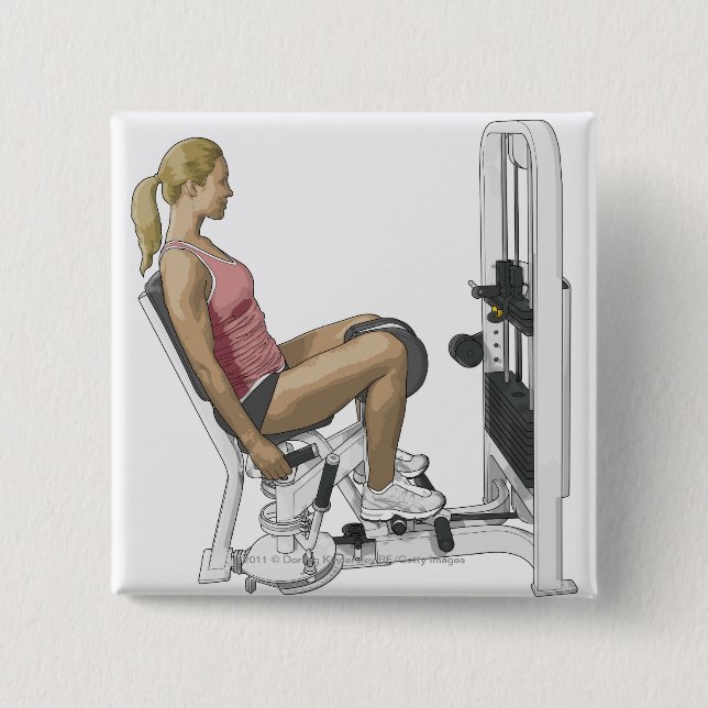 Illustration der Frau, die angesagten Entführer Button (Vorderseite)