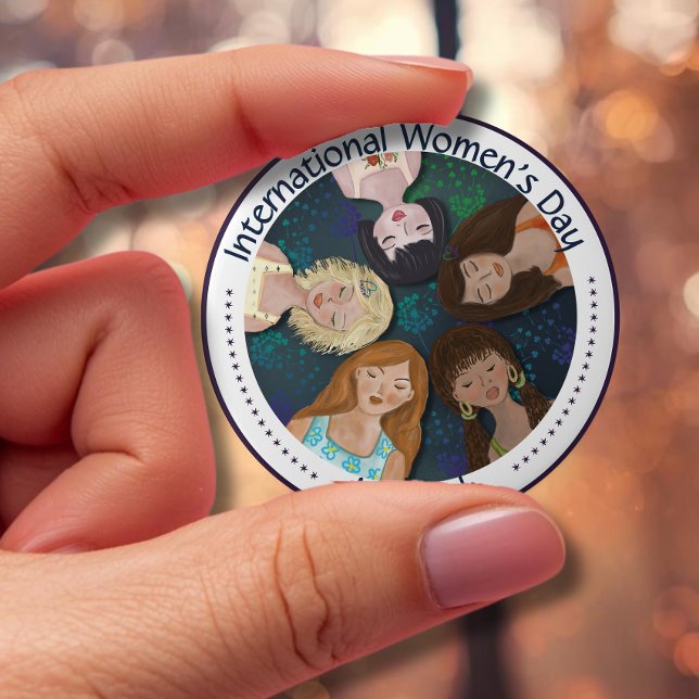 Illustration der Frauen anlässlich des Diversity I Button (Illustration of Women Celebrating diversity IWD Button)