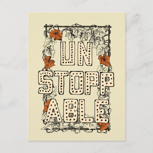 Illustration der Handschrift unaufhaltsam Postkarte (Vorderseite)