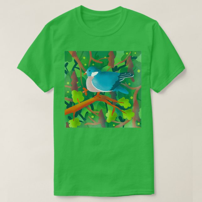 Illustration der Holztaube T-Shirt (Design vorne)