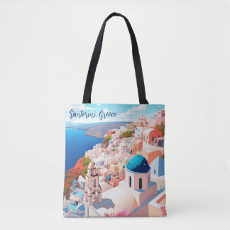 Illustration der Insel Santorin | Reisekunst Tasche
