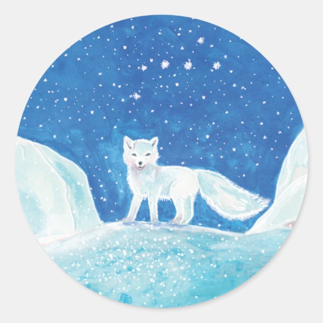 Illustration der kleinen arktischen Fox (Vulpes la Runder Aufkleber (Vorderseite)