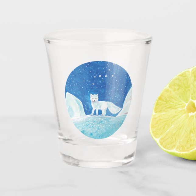 Illustration der kleinen arktischen Fox (Vulpes la Schnapsglas (Vorderseite)