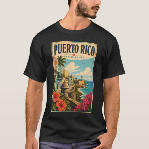 Illustration der Küste von Puerto Rico, Reise Kuns T-Shirt
