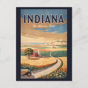 Illustration der ländlichen Gegend von Indiana Rei Postkarte