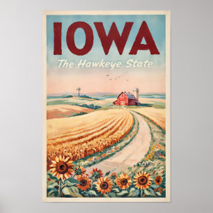 Illustration der ländlichen Gegend von Iowa, Reise Poster