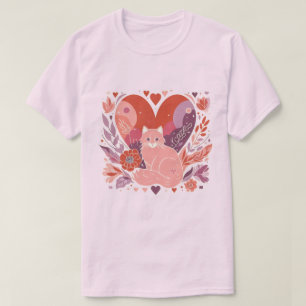 Illustration der Liebe für Katzen Herz-Blume T-Shirt