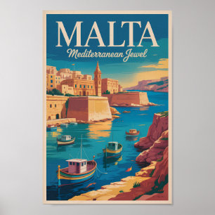 Illustration der maltesischen Küste Reise Kunst Vi Poster