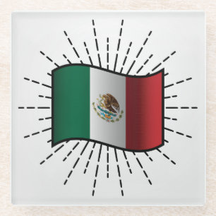 Illustration der Nationalflagge Mexiko Glasuntersetzer