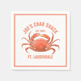 Illustration der niedlichen Crab Orange Wasserfarb Serviette