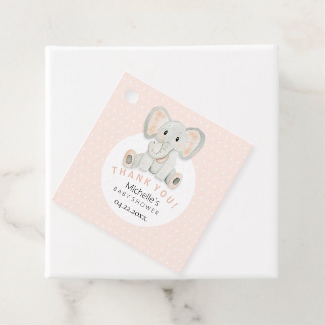 Illustration der niedlichen Frühlingslephant Geschenkanhänger (Beispiel)