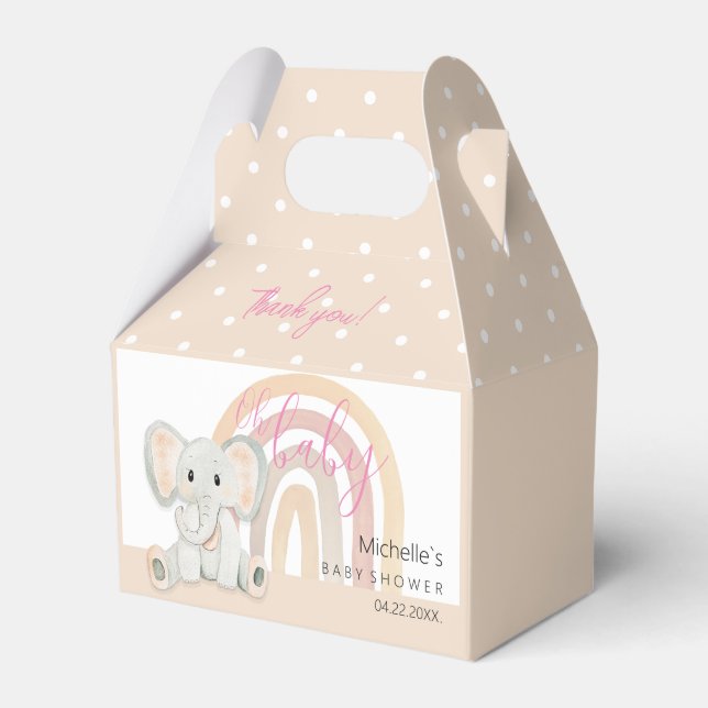 Illustration der niedlichen Frühlingslephant Geschenkschachtel (Vorderseite)