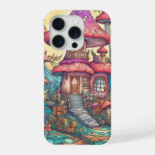 Illustration der niedlichen kreativen Pilzhütte iPhone 15 Pro Hülle
