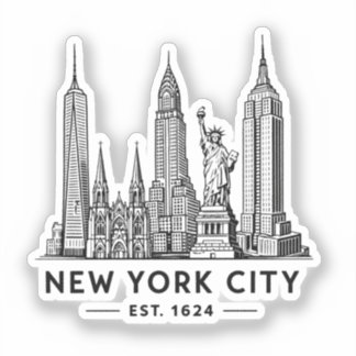 Illustration der NYC-Skyline mit der Freiheitsstat Aufkleber