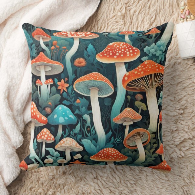 Illustration der Pilze aus dem Whimsikwald Kissen (Decke)