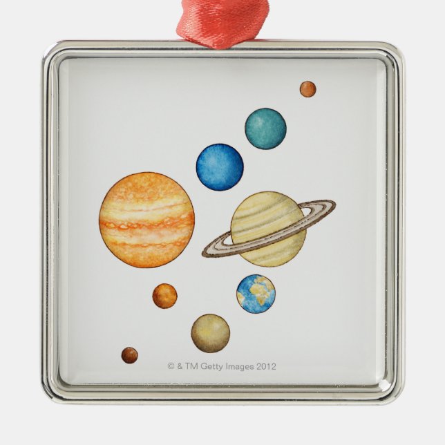 Illustration der Planeten des Sonnensystems Ornament Aus Metall (Vorne)