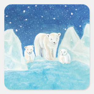 Illustration der Polarbären Quadratischer Aufkleber