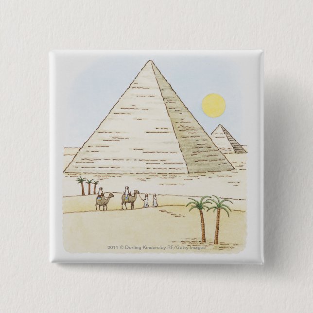 Illustration der Pyramiden und der Männer mit Button (Vorderseite)