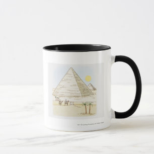 Illustration der Pyramiden und der Männer mit Tasse