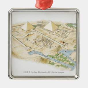 Illustration der Pyramiden von Giseh Silbernes Ornament
