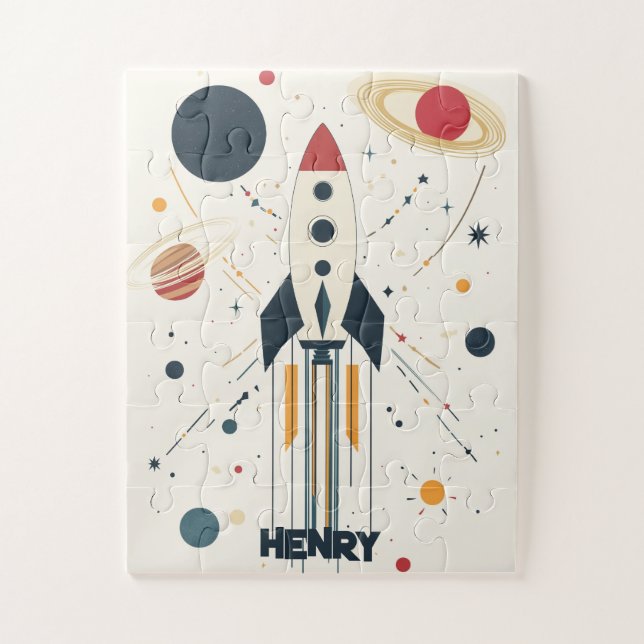 Illustration der Retro Space Rocket (Vertikal)