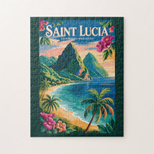Illustration der Saint Lucia Pitons Reise Kunst Vi
