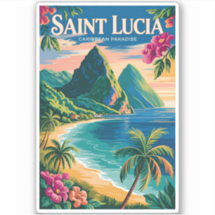 Illustration der Saint Lucia Pitons Reise Kunst Vi Aufkleber