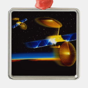 Illustration der Satelliten über dem Horizont der Silbernes Ornament