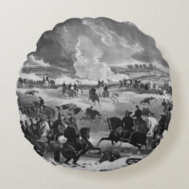 Illustration der Schlacht von Gettysburg Rundes Kissen (Vorderseite)