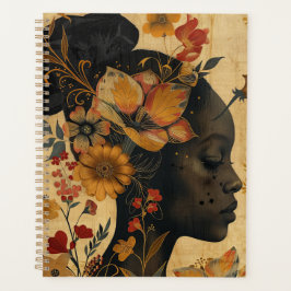 Illustration der schönen Dame und der Blume Planer