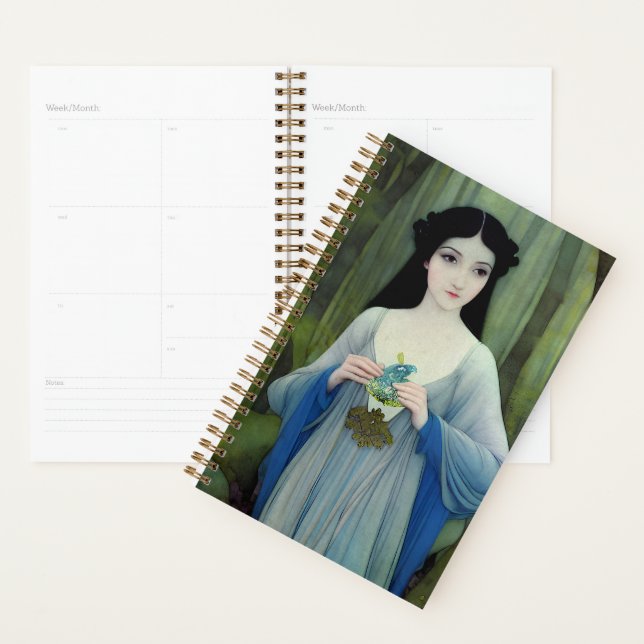 Illustration der schönen Frau im Wald Planer (Anzeige)