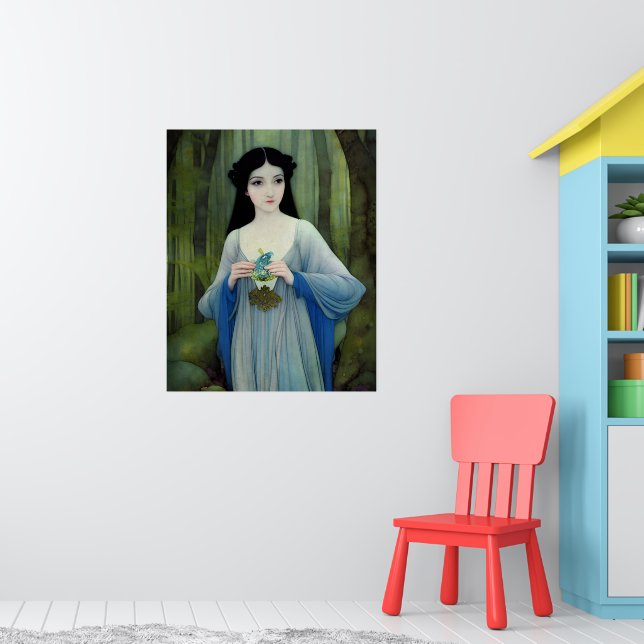 Illustration der schönen Frau im Wald Poster (Kinderzimmer 1)