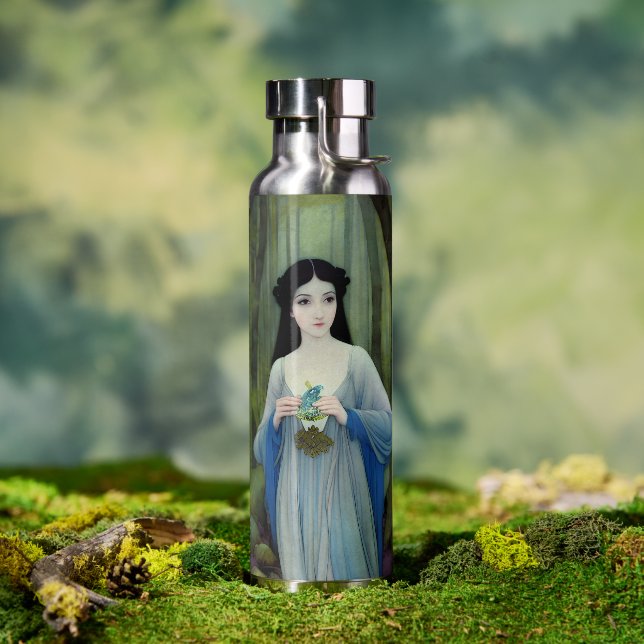 Illustration der schönen Frau im Wald Trinkflasche (Außenbereich)