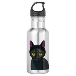 Illustration der schwarzen Katze Edelstahlflasche