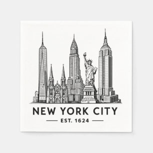 Illustration der Skyline von NYC mit der Freiheits Serviette