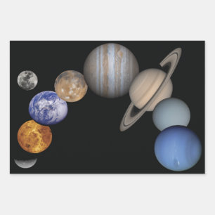 Illustration der Solarsystemplaneten Geschenkpapier Set